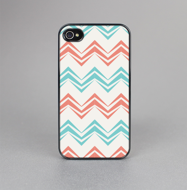 The Vintage Coral & Teal Abstract Chevron Pattern Skin-Sert for the Apple iPhone 4-4s Skin-Sert Case