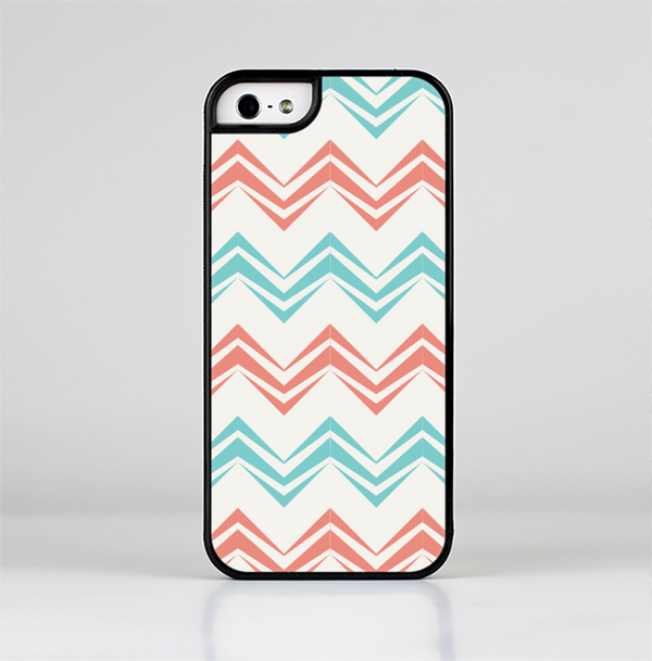 The Vintage Coral & Teal Abstract Chevron Pattern Skin-Sert Case for the Apple iPhone 5/5s