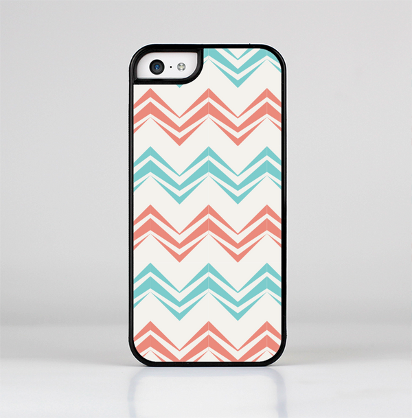 The Vintage Coral & Teal Abstract Chevron Pattern Skin-Sert Case for the Apple iPhone 5c