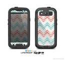 The Vintage Coral & Teal Abstract Chevron Pattern Skin For The Samsung Galaxy S3 LifeProof Case