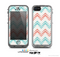 The Vintage Coral & Teal Abstract Chevron Pattern Skin for the Apple iPhone 5c LifeProof Case