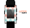 The Vintage Coral & Teal Abstract Chevron Pattern Skin for the Pebble SmartWatch