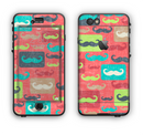 The Vintage Coral and Neon Mustaches Apple iPhone 6 LifeProof Nuud Case Skin Set