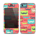 The Vintage Coral and Neon Mustaches Skin for the Apple iPhone 4-4s