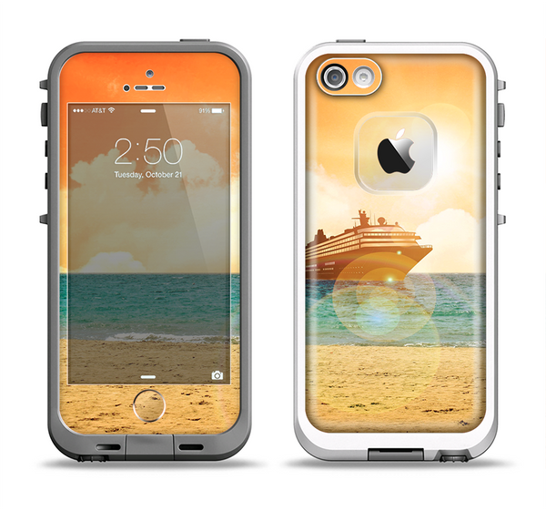The Vintage Cruise ship at Dusk Apple iPhone 5-5s LifeProof Fre Case Skin Set