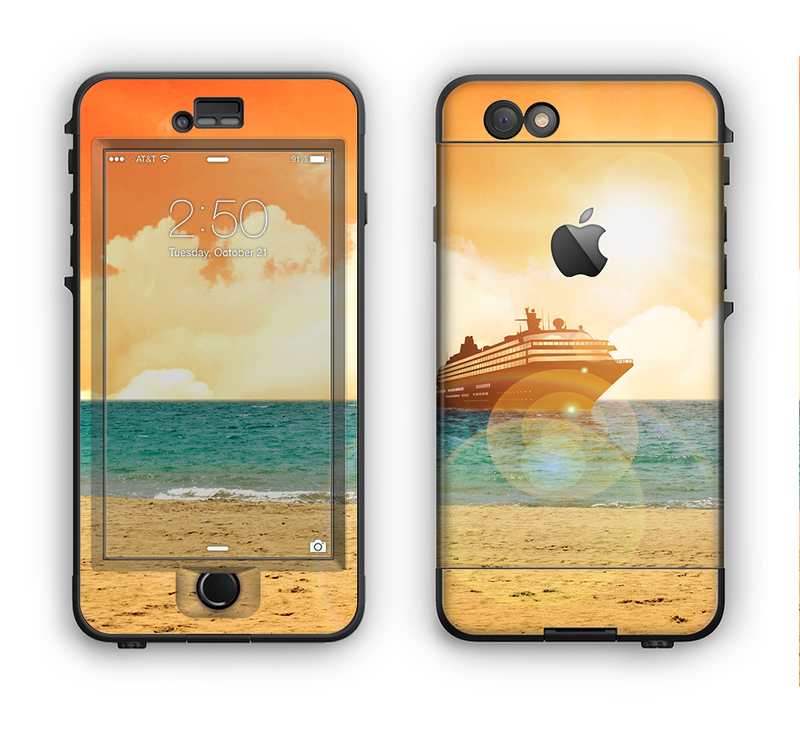 The Vintage Cruise ship at Dusk Apple iPhone 6 LifeProof Nuud Case Skin Set
