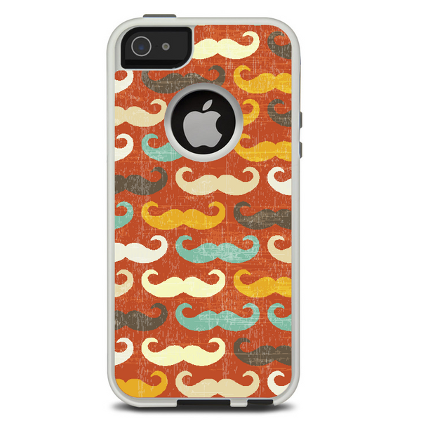 The Vintage Dark Red Mustache Pattern Skin For The iPhone 5-5s Otterbox Commuter Case