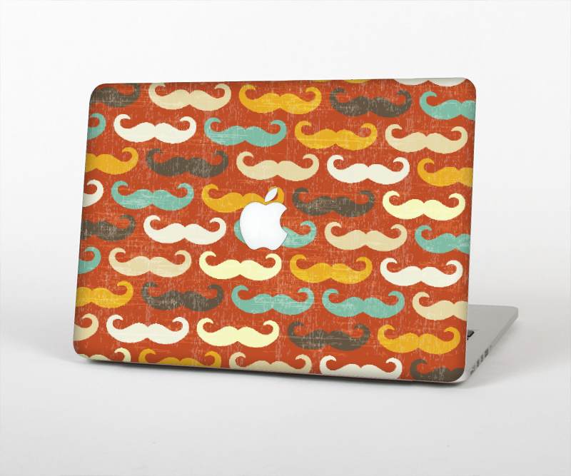 The Vintage Dark Red Mustache Pattern Skin Set for the Apple MacBook Pro 15" with Retina Display