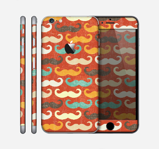 The Vintage Dark Red Mustache Pattern Skin for the Apple iPhone 6 Plus