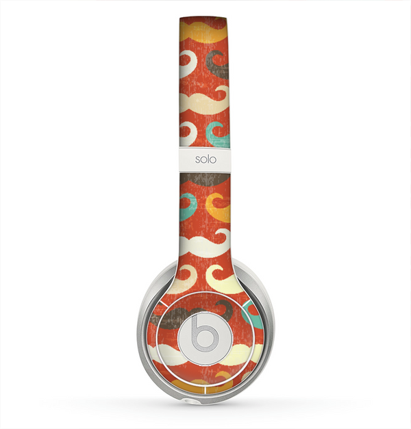 The Vintage Dark Red Mustache Pattern Skin for the Beats by Dre Solo 2 Headphones