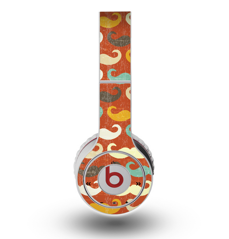 The Vintage Dark Red Mustache Pattern Skin for the Original Beats by Dre Wireless Headphones