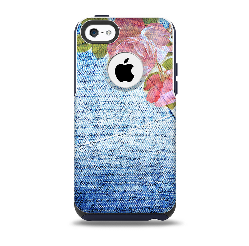 The Vintage Denim & Pink Floral Skin for the iPhone 5c OtterBox Commuter Case