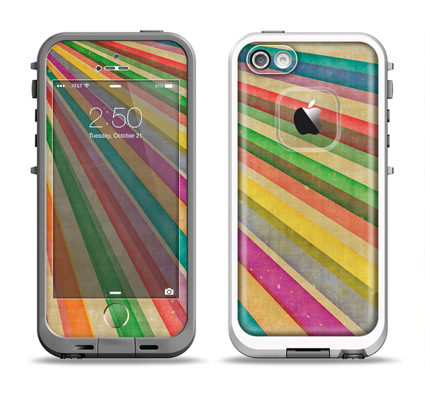 The Vintage Downward Ray of Colors Apple iPhone 5-5s LifeProof Fre Case Skin Set