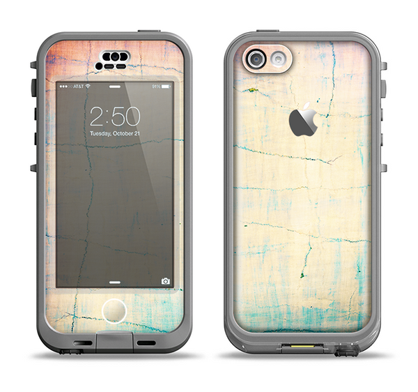 The Vintage Faded Colors with Cracks Apple iPhone 5c LifeProof Nuud Case Skin Set