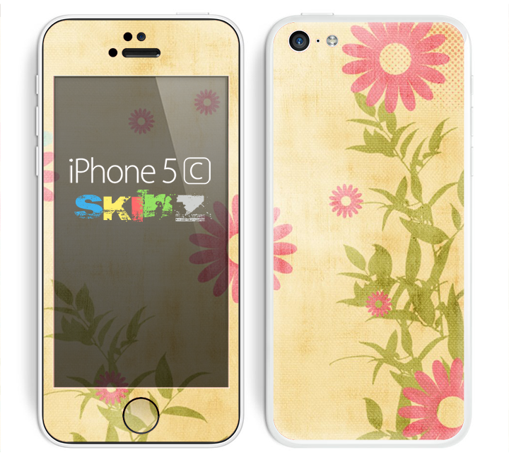 The Vintage Golden Flowers Skin for the Apple iPhone 5c