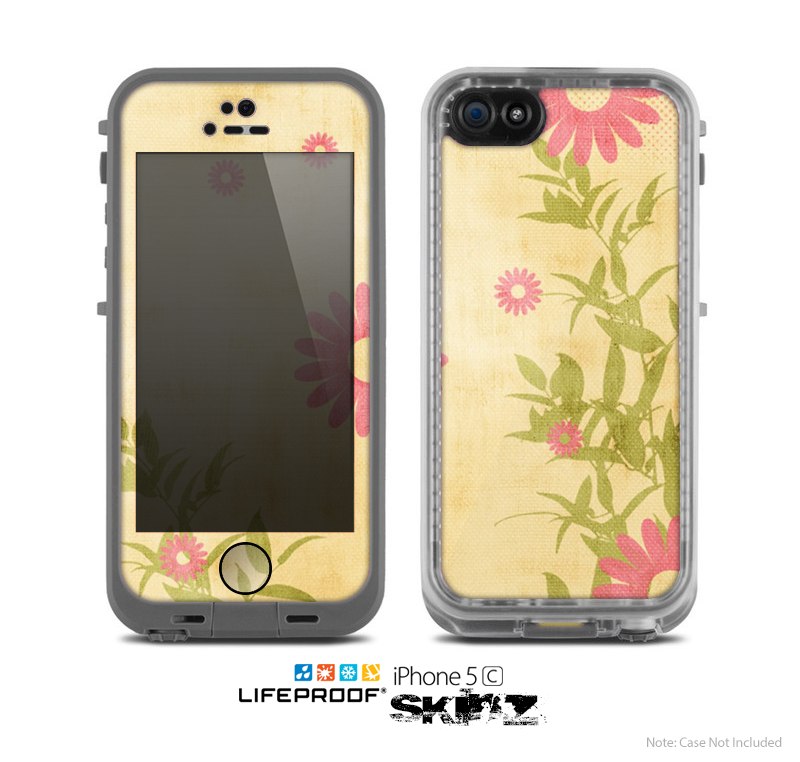 The Vintage Golden Flowers Skin for the Apple iPhone 5c LifeProof Case