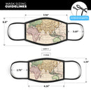 The Vintage Grand Ocean Map - Made in USA Mouth Cover Unisex Anti-Dust Cotton Blend Reusable & Washable Face Mask with Adjustable Sizing for Adult or Child