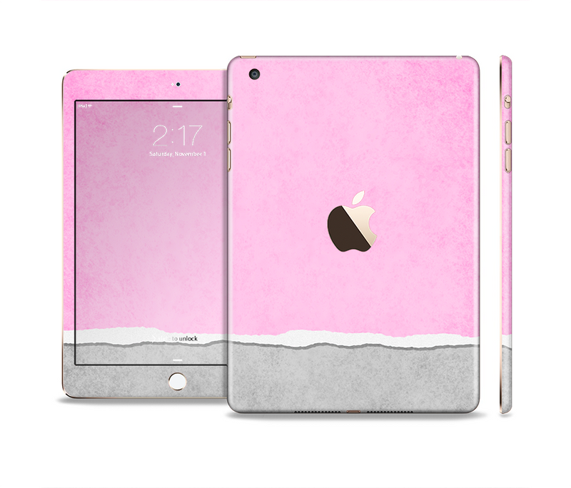 The Vintage Gray & Pink Texture Full Body Skin Set for the Apple iPad Mini 3
