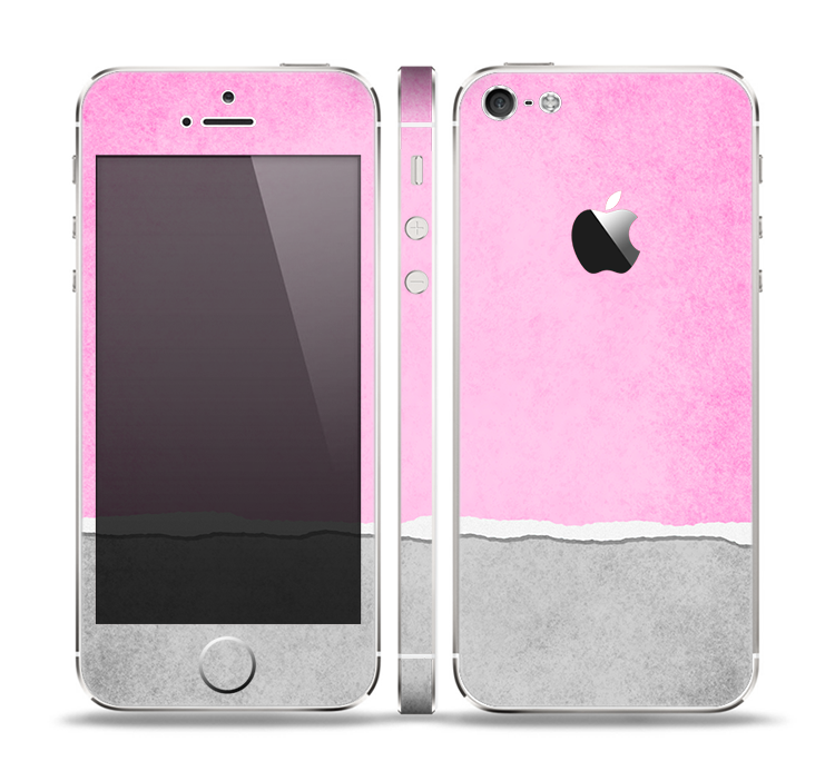 The Vintage Gray & Pink Texture Skin Set for the Apple iPhone 5