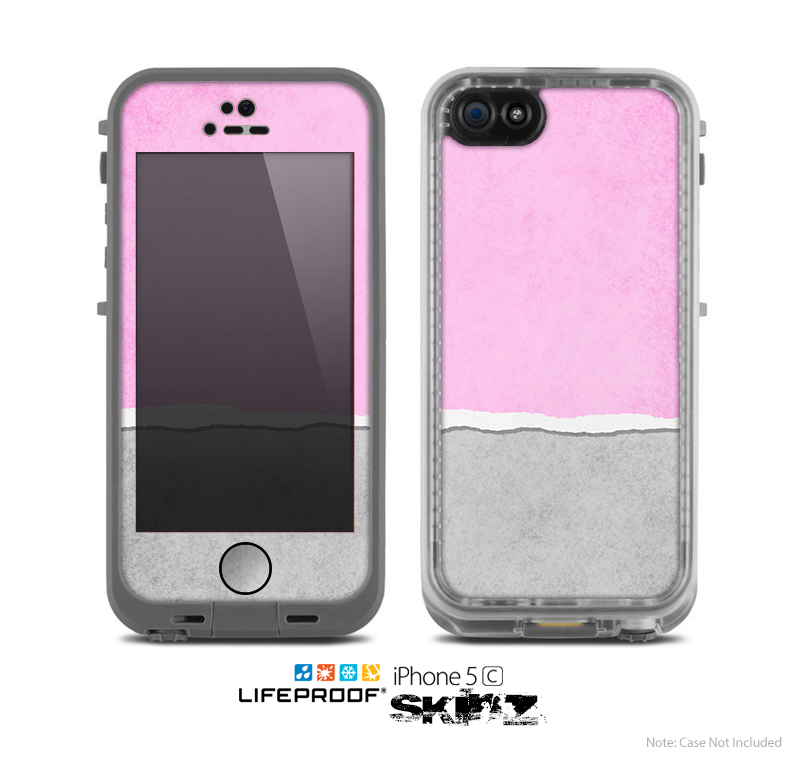 The Vintage Gray & Pink Texture Skin for the Apple iPhone 5c LifeProof Case