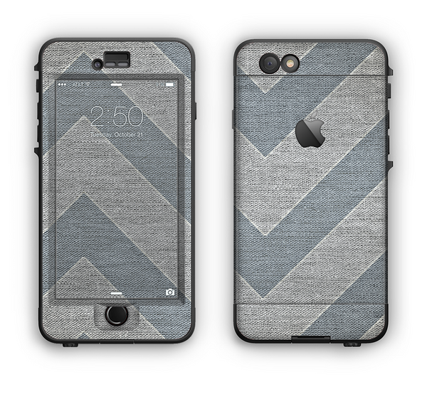 The Vintage Gray Textured Chevron Pattern Wide V3 Apple iPhone 6 LifeProof Nuud Case Skin Set