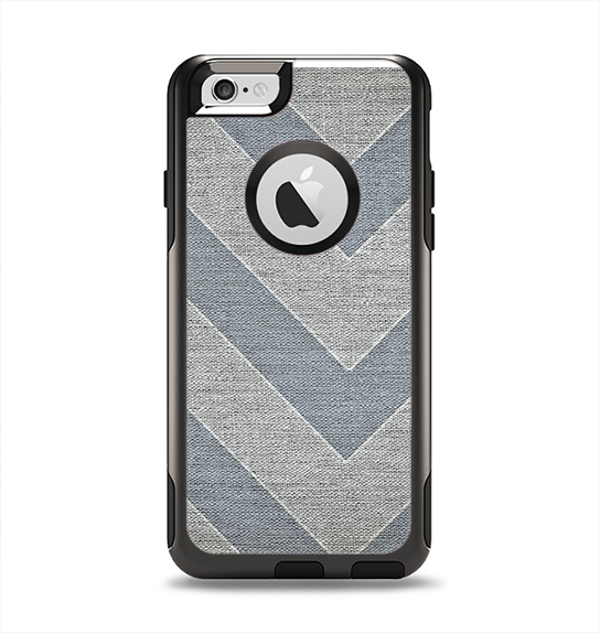 The Vintage Gray Textured Chevron Pattern Wide V3 Apple iPhone 6 Otterbox Commuter Case Skin Set
