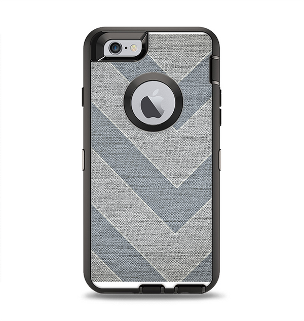 The Vintage Gray Textured Chevron Pattern Wide V3 Apple iPhone 6 Otterbox Defender Case Skin Set