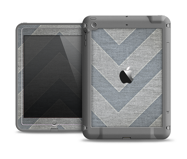 The Vintage Gray Textured Chevron Pattern Wide V3 Apple iPad Air LifeProof Fre Case Skin Set