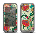 The Vintage Green Floral Vector Pattern Apple iPhone 5c LifeProof Nuud Case Skin Set