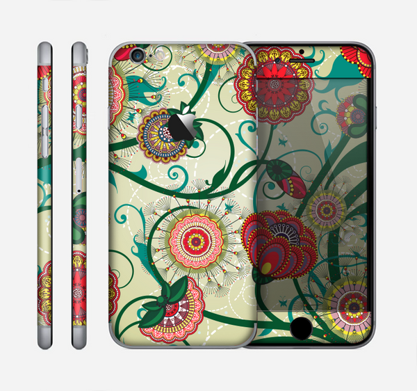 The Vintage Green Floral Vector Pattern Skin for the Apple iPhone 6