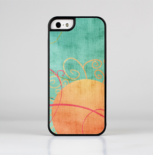 The Vintage Green Grunge Texture with Orange Skin-Sert Case for the Apple iPhone 5/5s