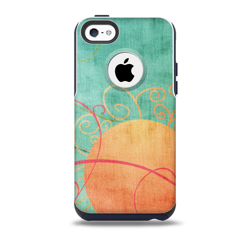 The Vintage Green Grunge Texture with Orange Skin for the iPhone 5c OtterBox Commuter Case