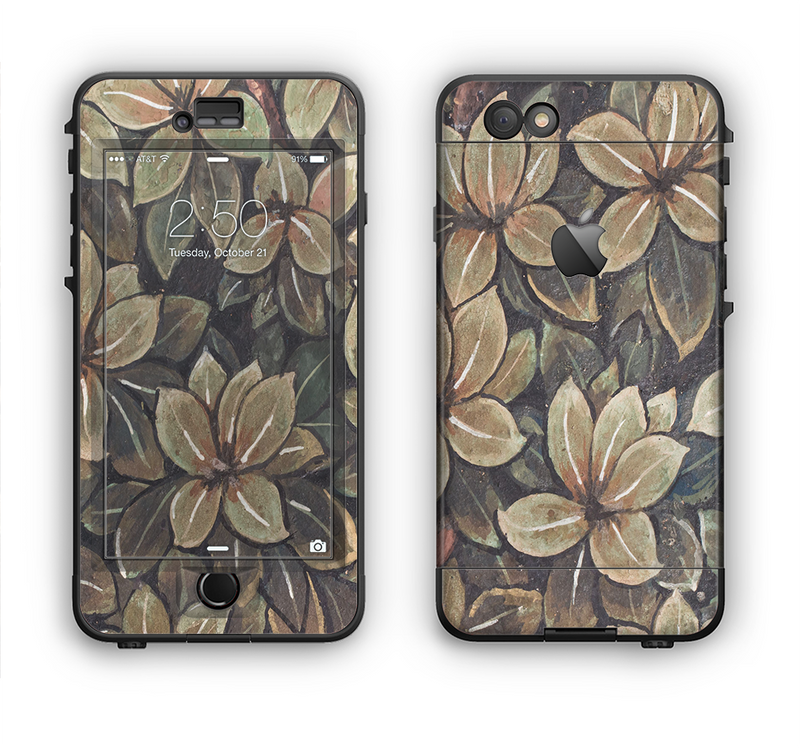 The Vintage Green Pastel Flower pattern Apple iPhone 6 LifeProof Nuud Case Skin Set