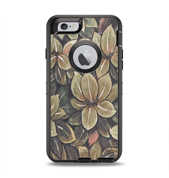 The Vintage Green Pastel Flower pattern Apple iPhone 6 Otterbox Defender Case Skin Set
