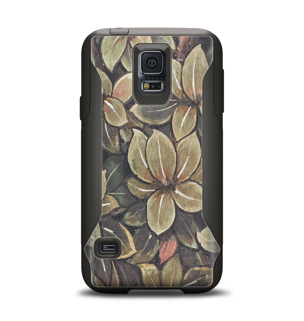 The Vintage Green Pastel Flower pattern Samsung Galaxy S5 Otterbox Commuter Case Skin Set