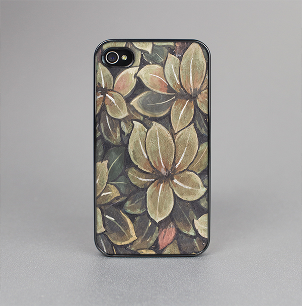 The Vintage Green Pastel Flower pattern Skin-Sert for the Apple iPhone 4-4s Skin-Sert Case