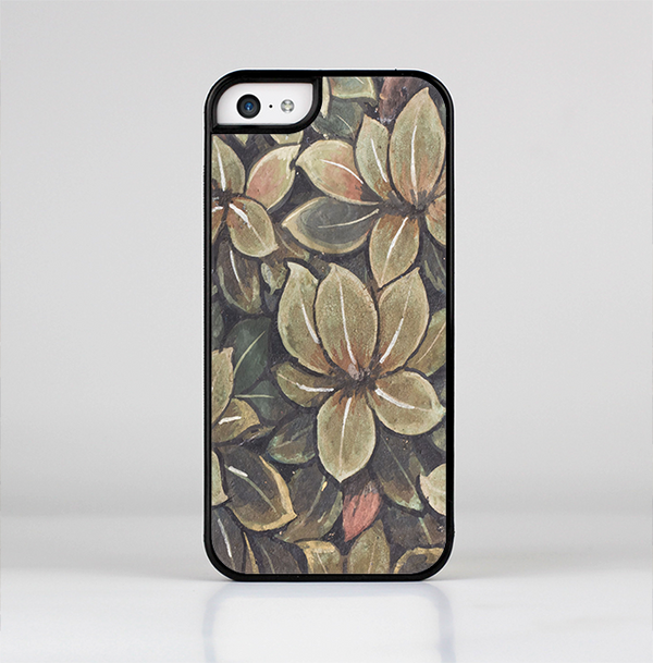 The Vintage Green Pastel Flower pattern Skin-Sert Case for the Apple iPhone 5c