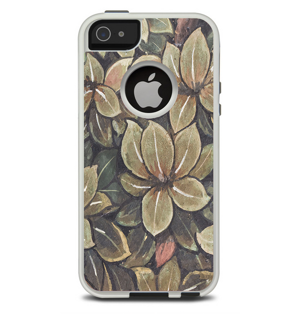 The Vintage Green Pastel Flower pattern Skin For The iPhone 5-5s Otterbox Commuter Case