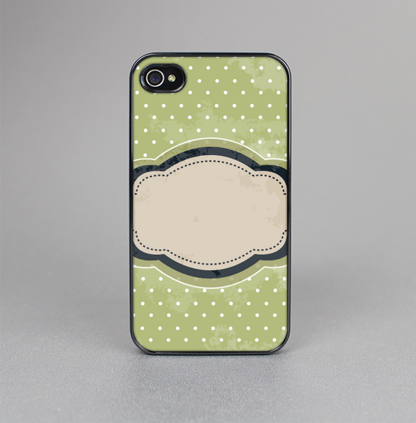 The Vintage Green Polka With Brown Strip Skin-Sert for the Apple iPhone 4-4s Skin-Sert Case