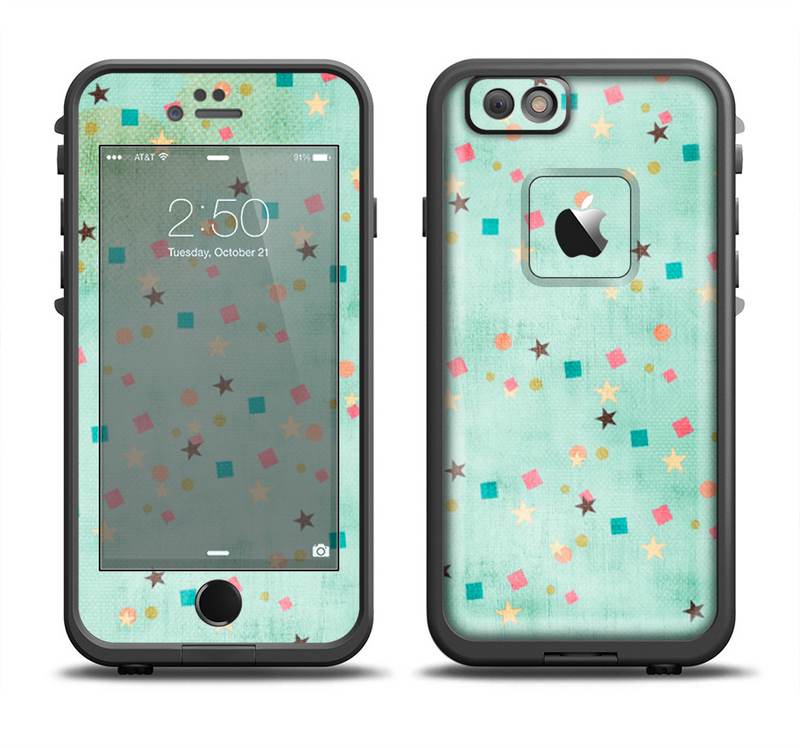 The Vintage Green Shapes Apple iPhone 6/6s Plus LifeProof Fre Case Skin Set