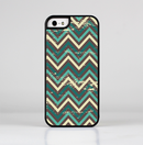 The Vintage Green & Tan Chevron Pattern Skin-Sert Case for the Apple iPhone 5/5s