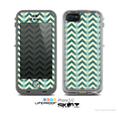 The Vintage Green & Tan Chevron Pattern Skin for the Apple iPhone 5c LifeProof Case