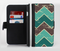 The Vintage Green & Tan Chevron Pattern V2 Ink-Fuzed Leather Folding Wallet Credit-Card Case for the Apple iPhone 6/6s, 6/6s Plus, 5/5s and 5c