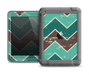 The Vintage Green & Tan Chevron Pattern V2 Apple iPad Mini LifeProof Fre Case Skin Set