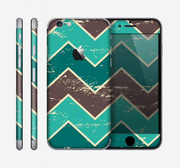 The Vintage Green & Tan Chevron Pattern V2 Skin for the Apple iPhone 6