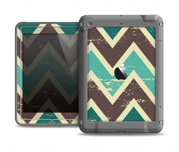 The Vintage Green & Tan Chevron Pattern V3 Apple iPad Mini LifeProof Fre Case Skin Set