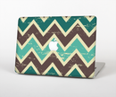 The Vintage Green & Tan Chevron Pattern V3 Skin Set for the Apple MacBook Pro 15" with Retina Display