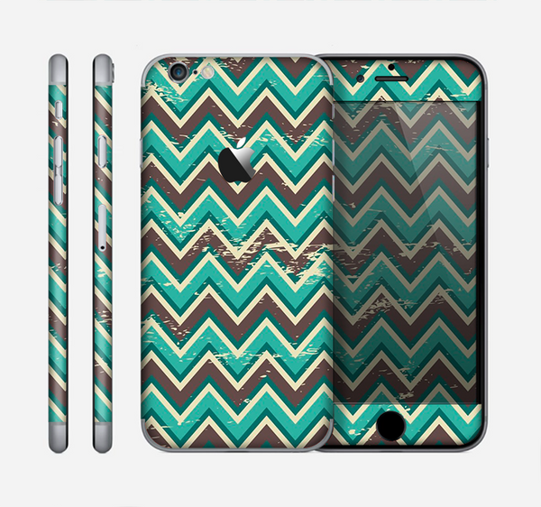 The Vintage Green & Tan Chevron Pattern V4 Skin for the Apple iPhone 6