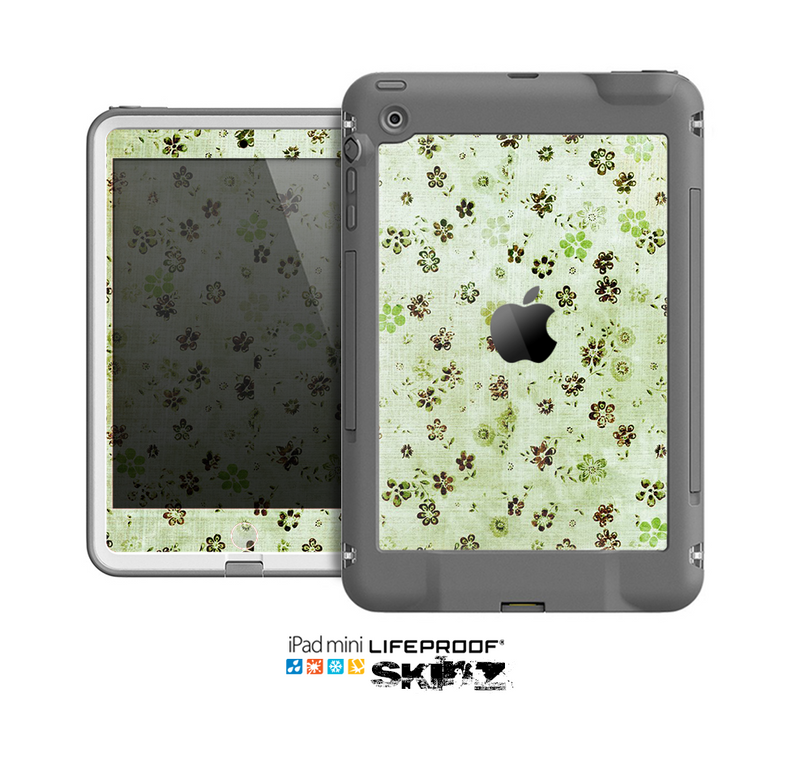 The Vintage Green Tiny Floral Skin for the Apple iPad Mini LifeProof Case