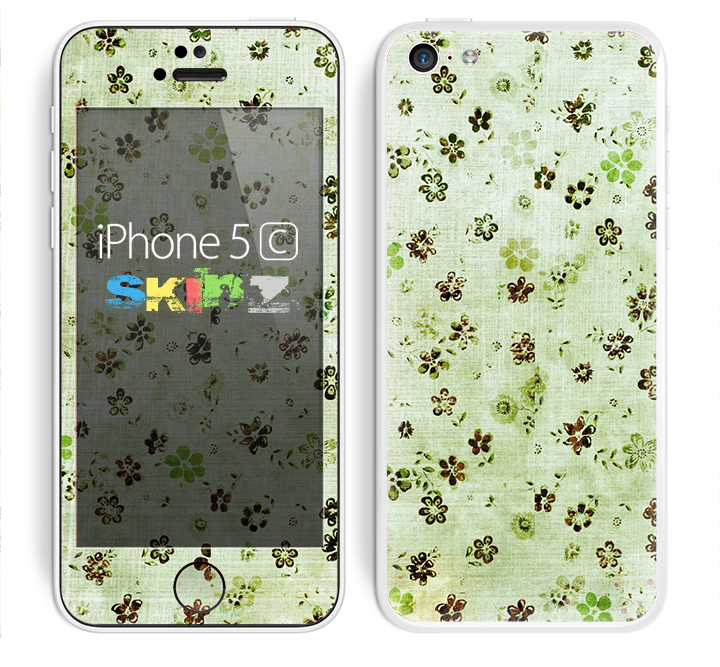 The Vintage Green Tiny Floral Skin for the Apple iPhone 5c